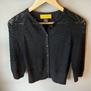 St. John Knit Cardigan Button Up Sweater Black Resort 2011 Size P